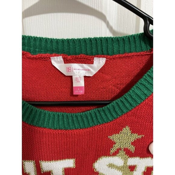 No Boundaries Women's Large 'Ugly' Christmas Sweater Don't Stop Believin' Santa - Picture 5 of 6